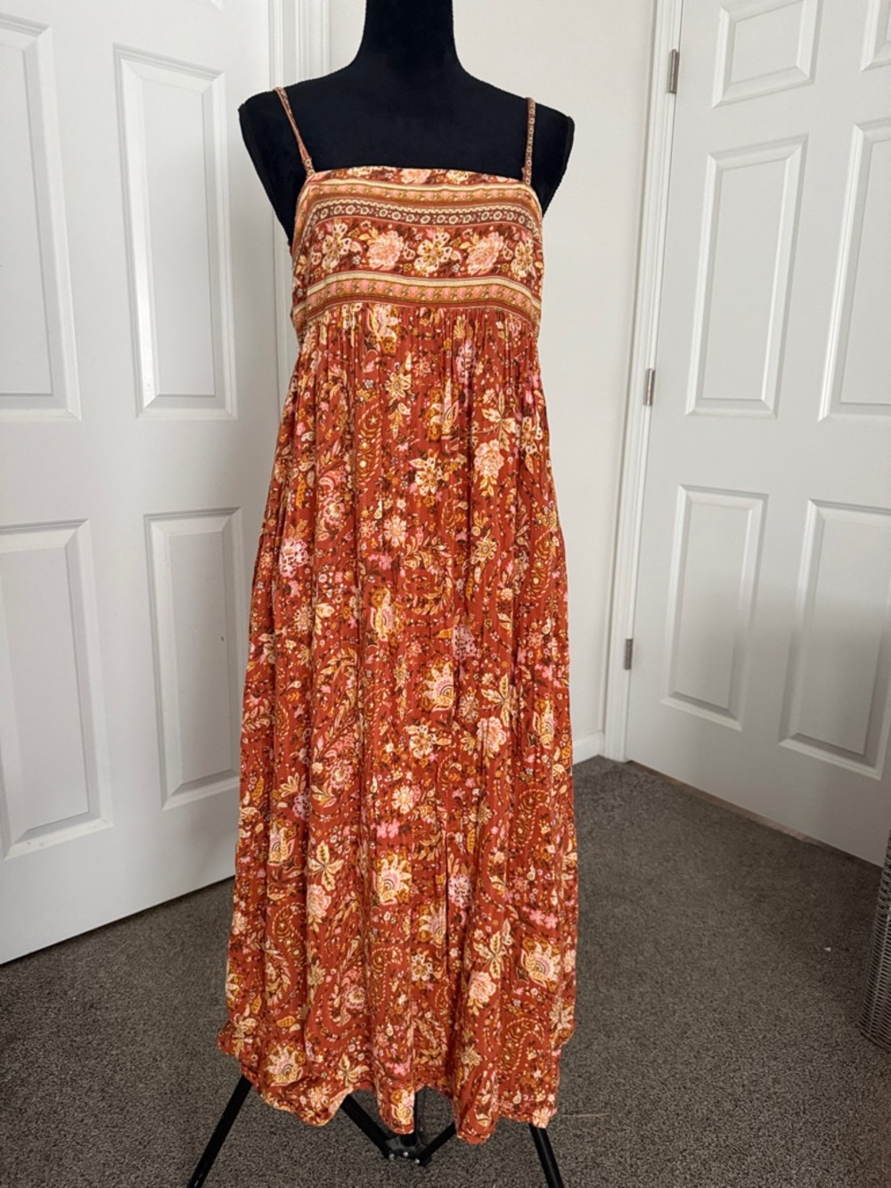 American Eagle Outfitters Rust Floral Maxi Dressy Skirt with pockets!